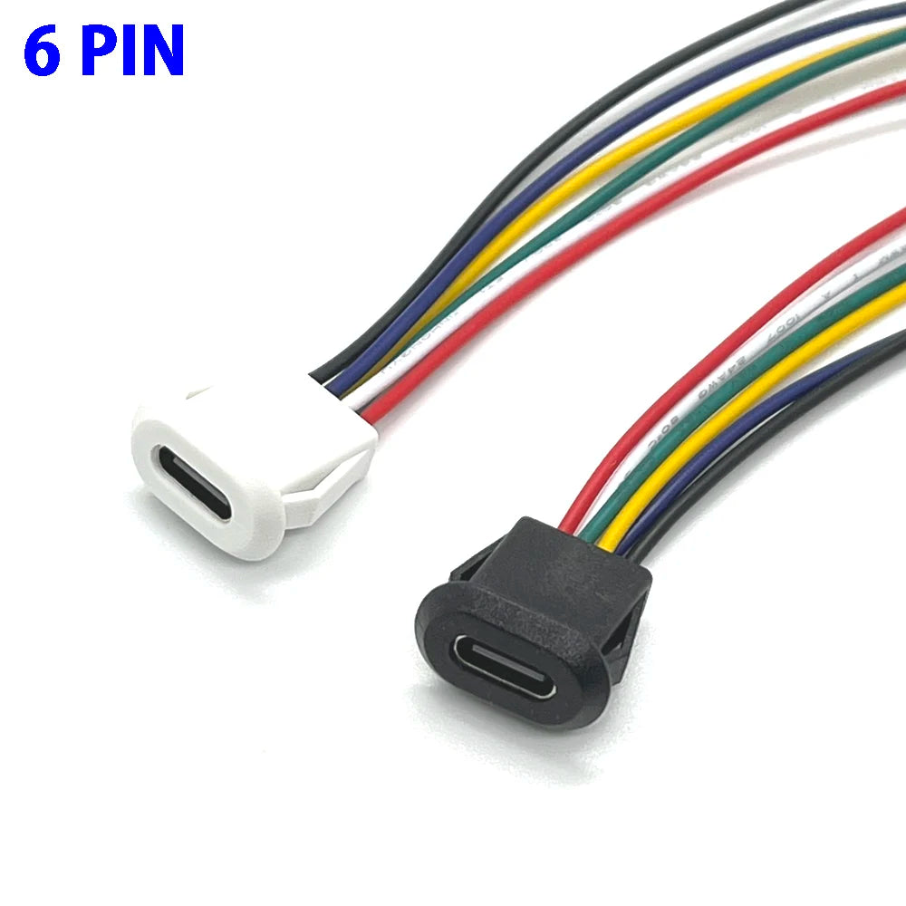 USB Connector Type-C Waterproof with PH 2.0 2Pin 4Pin 6Pin Locking Plate Female Waterproof High Current Fast Charging Jack Port