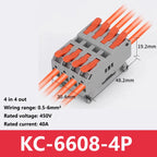 Fast Wire Connectors Universal Compact Terminal Block 6mm2 DIN Rail type Terminal 2 3 4 5 Pin Push-In Terminal Block With Lever