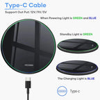 Universal 15W Fast Wireless Charger Pad Compatible with iPhone 17/16/15 Pro Max, Samsung Galaxy S22/S21 Ultra, Huawei, Xiaomi,
