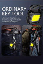 Keychain Light Mini Multifunctional Camping Flashlight USB Rechargeable LED Portable Bright COB Pocket Clip Lantern Outdoor Work