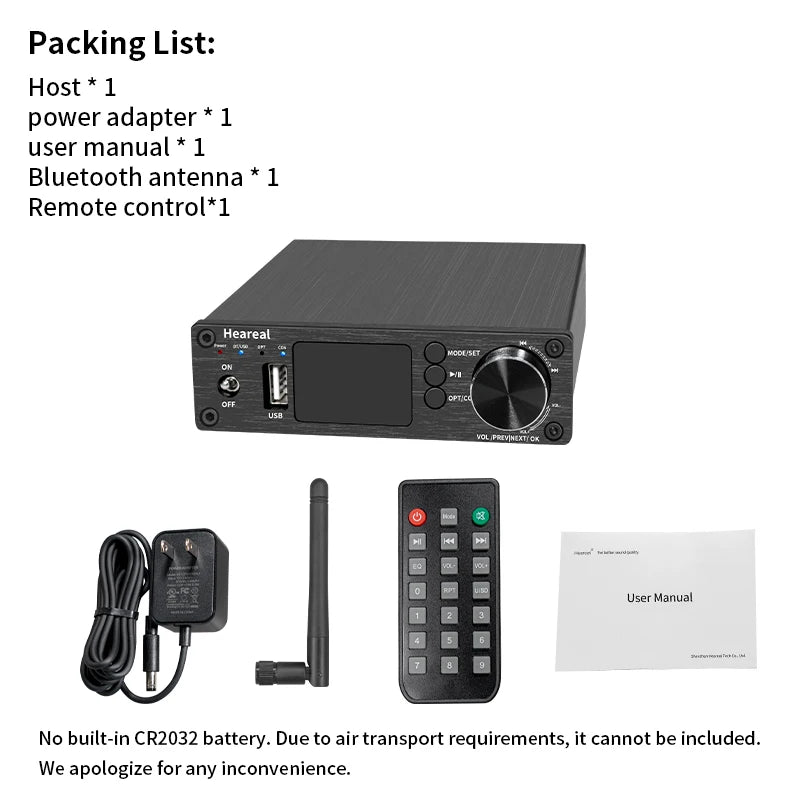 HiFi Bluetooth 5.3 Audio Receiver DAC Preamp with ESS9018K2M, 32bit/192kHz, Optical Coaxial Input, RCA/3.5mm Output