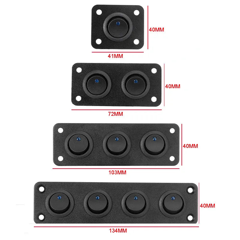12V 1-4 Gang Universal Toggle Switch Panel USB Car Boat Marine RV Truck Blue LED Styling Accessories Marine Rocker Switch