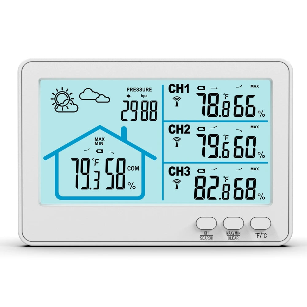 Wireless Weather Station Barometer LCD Screen Hygrometer Thermometer Freezing Point Reminder Rainproof Weather Forecast Sensor