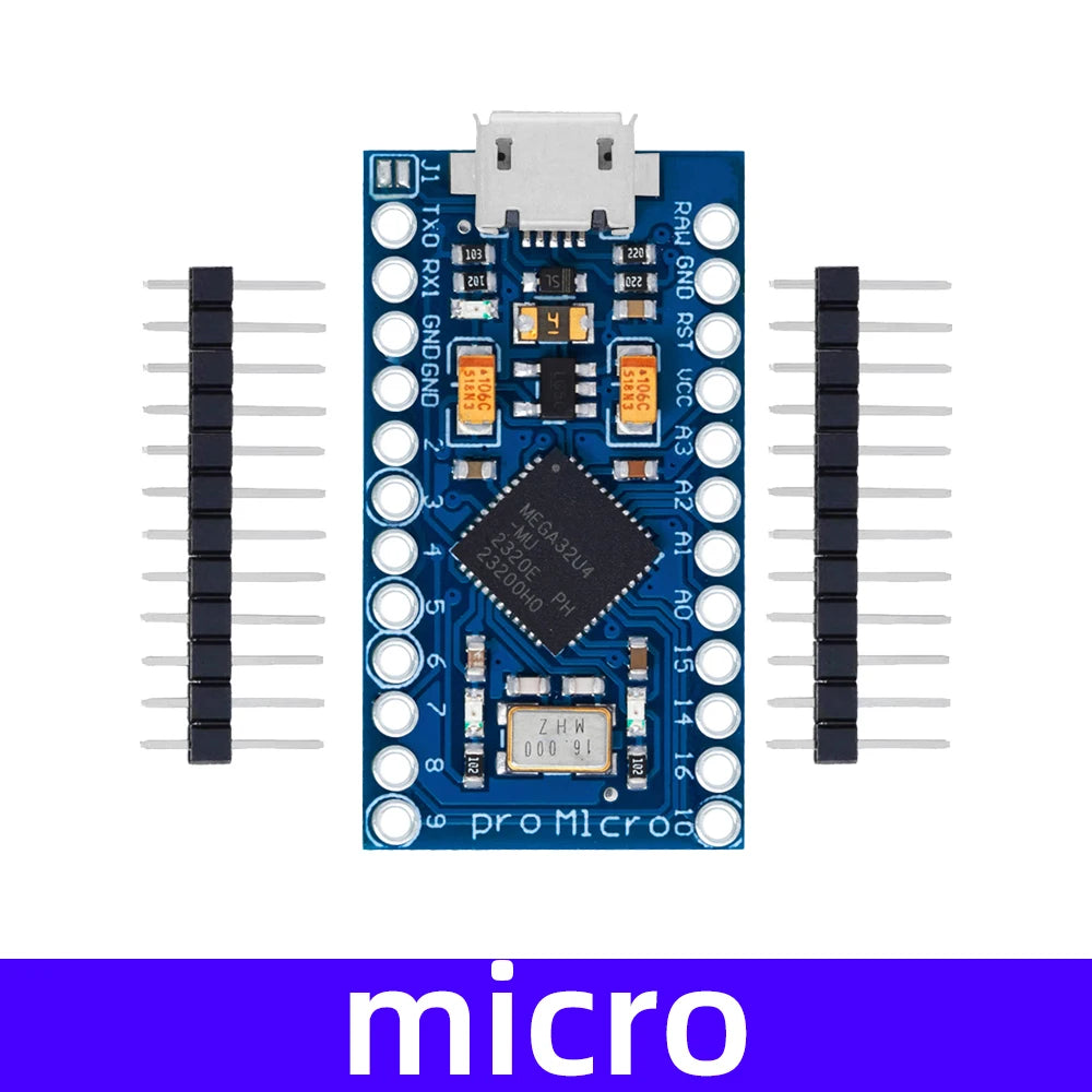 Pro Micro ATmega32U4 5V 16MHz Replace ATmega328 For Arduino TYPE-C  With 2 Row Pin Header For Leonardo Mini Usb Interface Pro