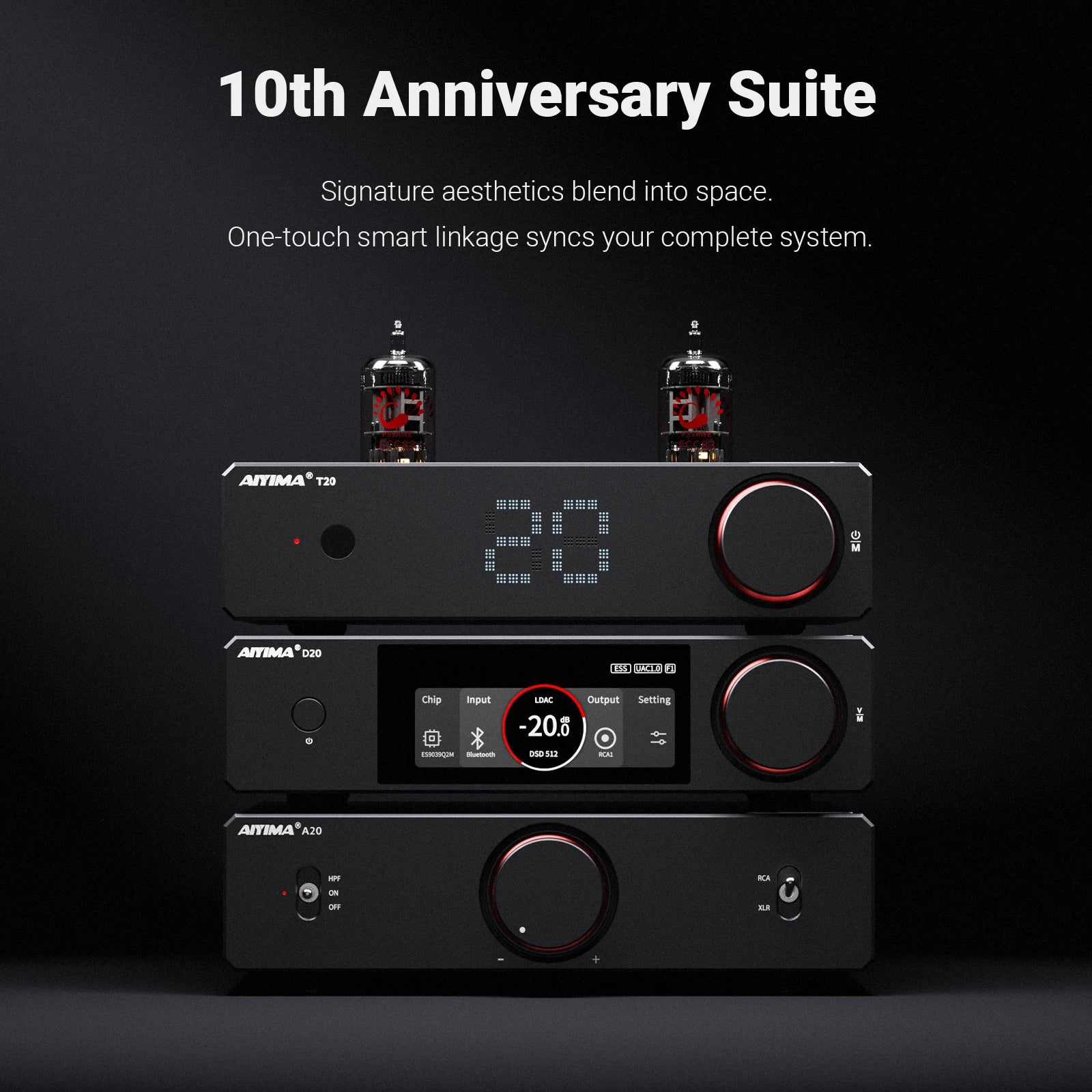 AIYIMA D20 HiFi DAC Decoder AK4493SEQ ES9039Q2M XMOS XU316 USB DSD512 Bluetooth 5.1 LDAC RCA XLR Audio Converter VU Meter
