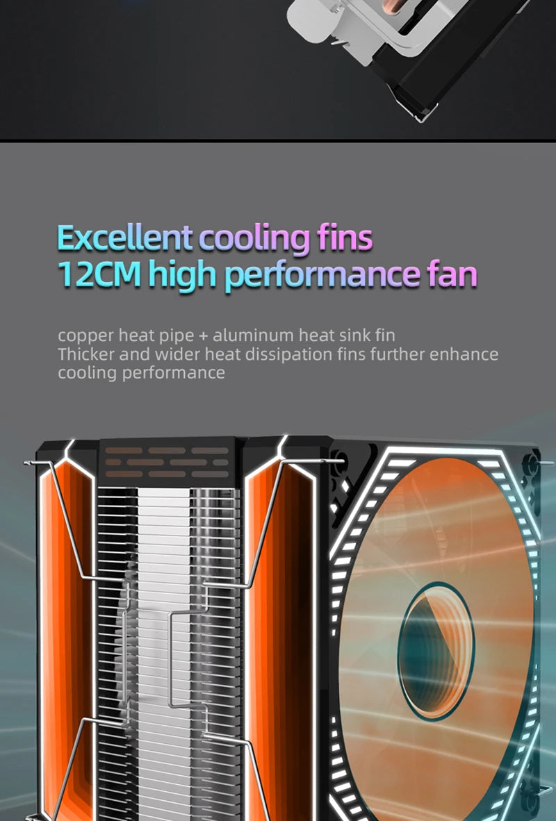 Metalfish CPU Air Cooler 4 6 Heat Pipe PC Radiator Cooling ARGB PWM 12cm Fan For 1851/1700/1200/115X/AM5/AM4/2011/X79/X99