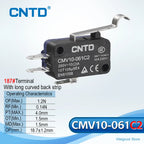 5pcs CNTD CMV10-061C/061C2 Mini Snap Action Micro Switch 10A 250V AC SPDT 1NO1NC Long Curved Lever Limit Switch 300K 3D Printer