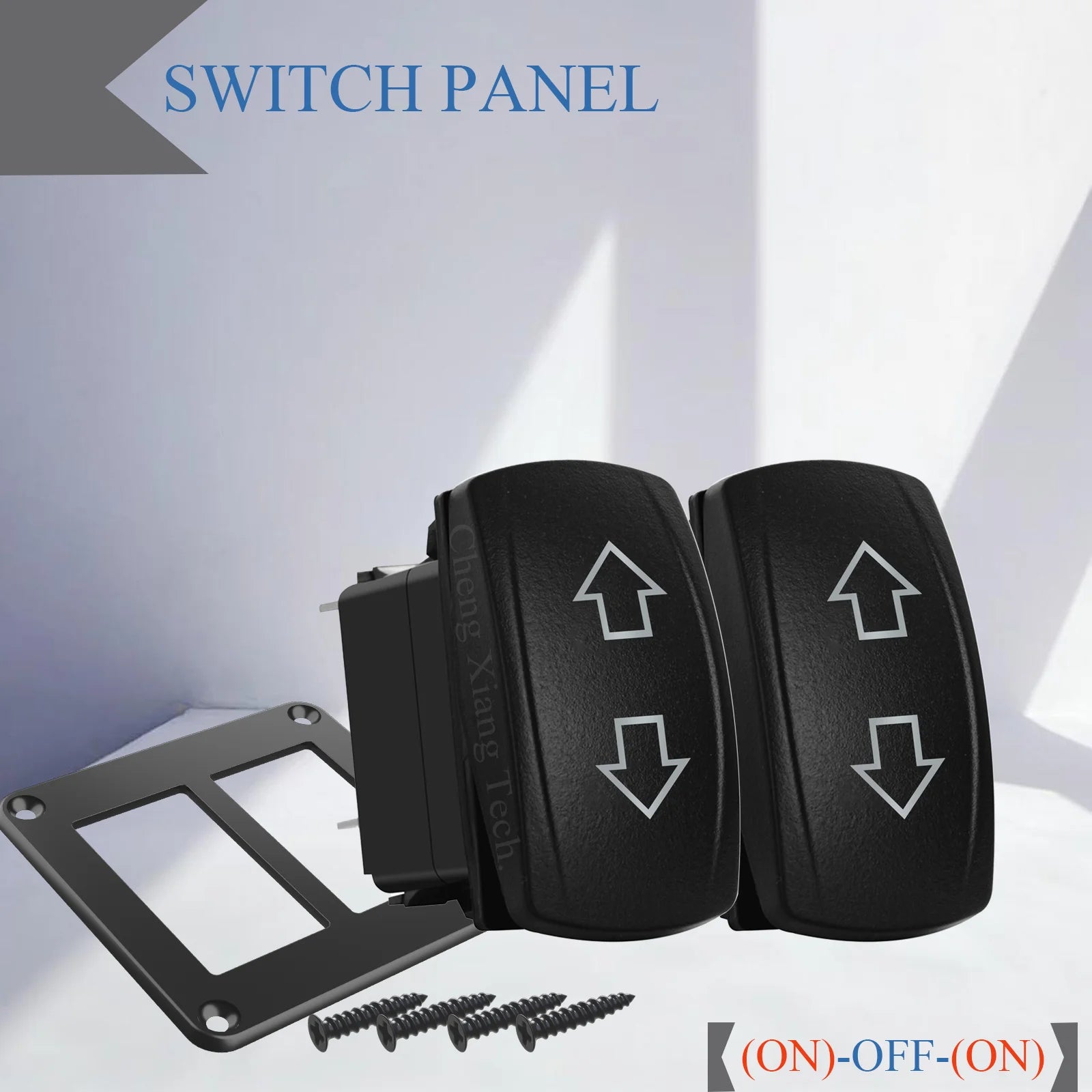 Waterproof 12V/24V 7-Pin DPDT Reverse Polarity Rocker Switch Blue LED Latching/Momentary On-Off-On for DC Linear Actuators Motor