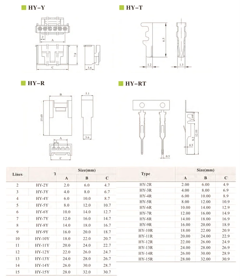 5 Sets HY2.0 2.0mm Wire to Wire Connector Kit, Male & Female Aerial Docking Terminal Housing (2P 3P 4P 5P 6P)