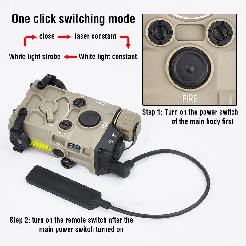 Tactical Nylon EOTEC OGL Red Dot Laser Indicator Blue Green IR PEQ-15 with OGL White Strobe Flashlight for Airsoft Gun Rifle