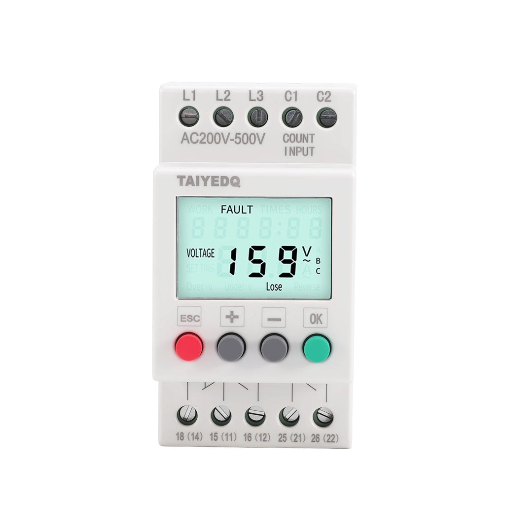 LCD Digital Three-Phase Power Supply Motor Overvoltage And Undervoltage Elevator Phase Sequence Protection Relay
