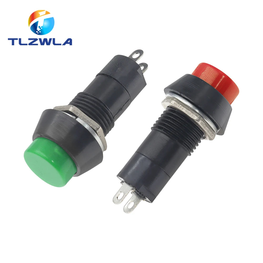 10PCS PBS-11A 12mm self-locking Plastic Push Button Switch Latching Switchs 1A 250V AC 2PIN PBS-11B