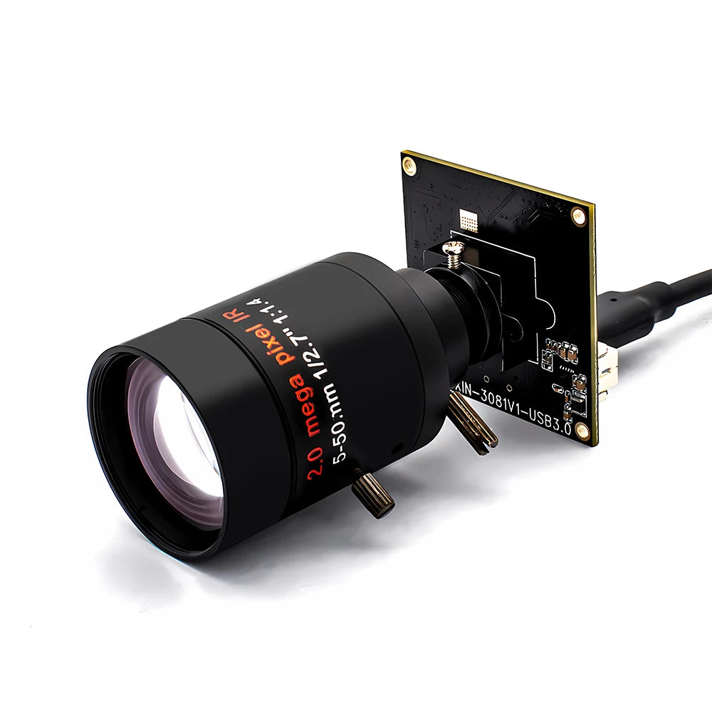 Global Shutter USB3.0 Camera 2.3MP 120FPS Plug And Play M12 Varifocal Lens 10X Zoom Video Camera for Machine Vision Live Stream