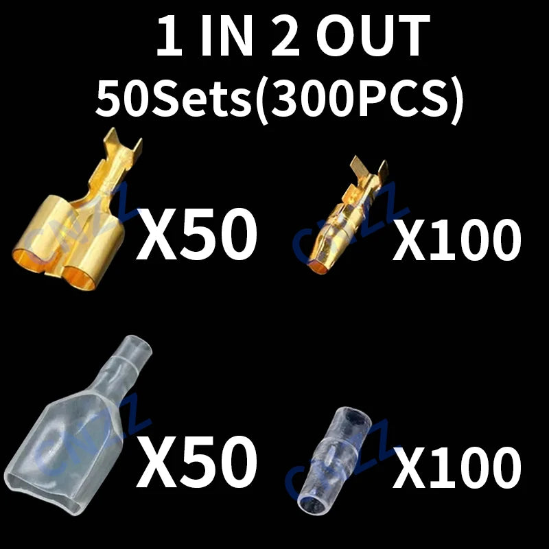 25 50sets 4.0mm bullet Crimp terminal car electrical wire connector diameter Female+Male+sheath Case Cold press terminal 1in2out