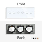 TAWOIA EU Triple 1/2/3/4 Gang 1/2 Way Wall Touch Light Switch 228mm Waterproof Backlight Sensor On/Off Switches