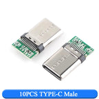 10pcs USB 3.1 Type-C Connector 24 Pins Male / Female Socket Receptacle Adapter to Solder Wire & Cable 24 Pins Support PCB Board