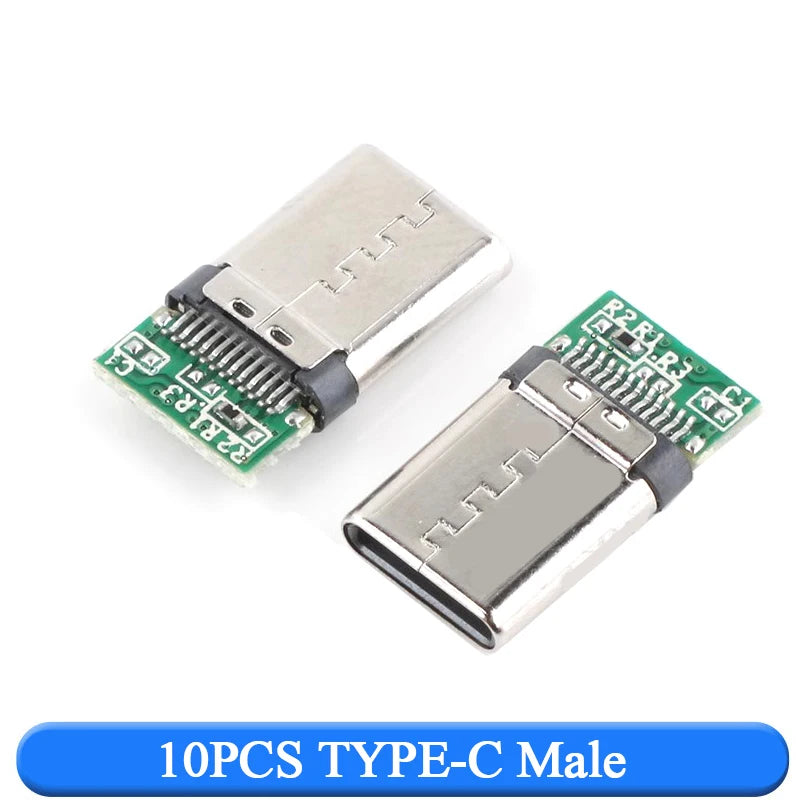 10pcs USB 3.1 Type-C Connector 24 Pins Male / Female Socket Receptacle Adapter to Solder Wire & Cable 24 Pins Support PCB Board