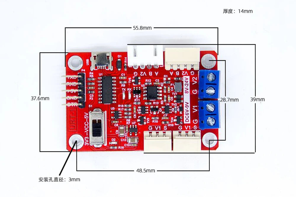 Feetech FE-URT-1 Multi function serial port signal converter USB/URAT to SMS Servo (RS485) &SCS Servo(TTL)