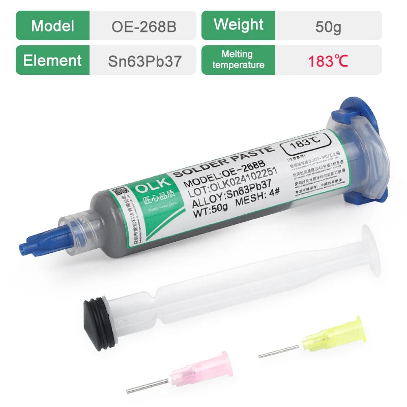 OLK Sn63Pb37 Solder Paste, Flux,Sn99.3cu0.7 Lead-Free Solder Paste Free Cleaning Is Widely Used In All Kinds Of Soldering