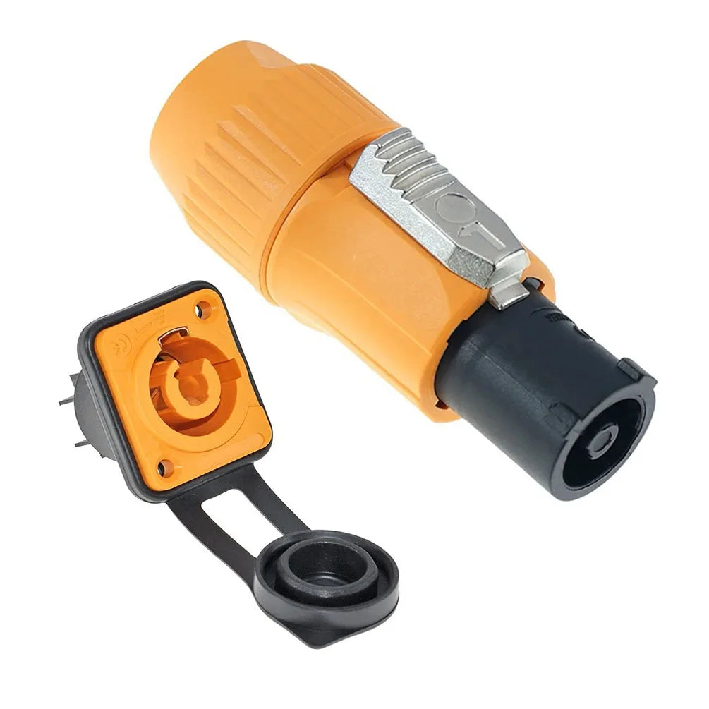 2PCS Powercon Connector 3-Pin 20A 250V  IP65 Waterproof Panel Mount Locking Power Adapter for Speaker/Audio/DJ Equipment