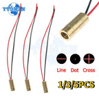 1/3/5pcs 650nm Laser Diode 5mW Laser Head 9mm 3V Red Point / Line / Cross Copper Head Lasers Cross Diode Module Industrial Class