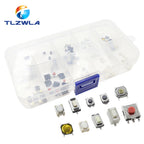 100PCS 10 Models Tact Switch Tactile Push Button Switch Kit: 3*4*2mm 3x6x4.3mm 2Pin 3x6x2.5mm 4*4*1.5mm SMD 4 Feet