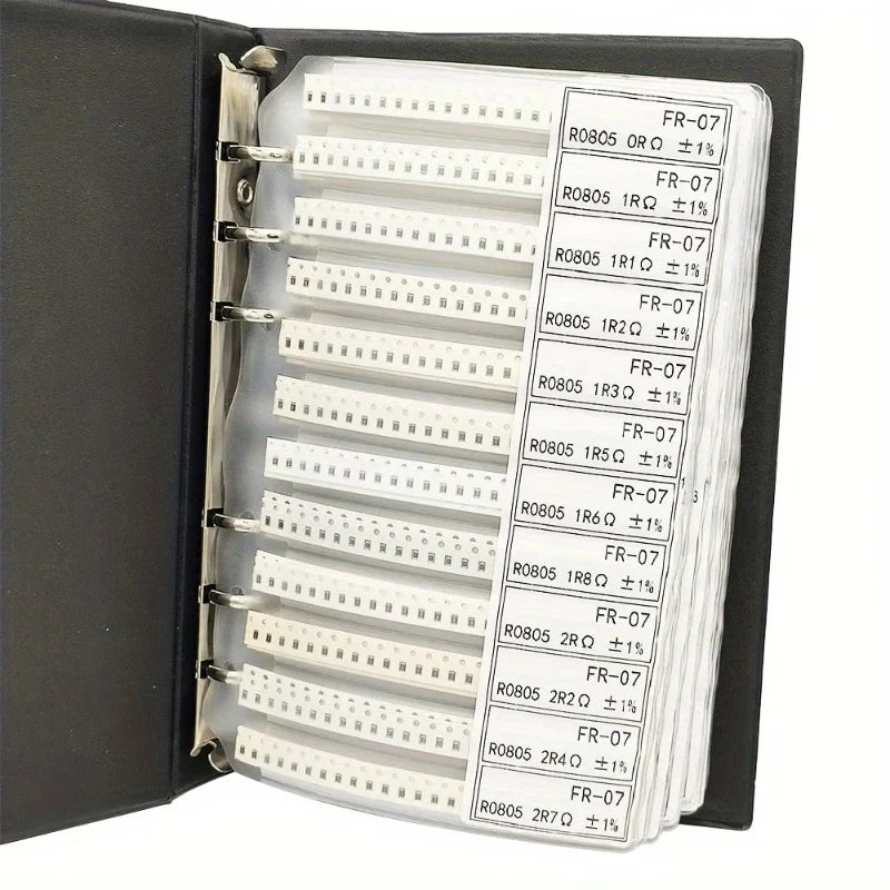 4250pcs SMD Resistor Sample Book • 0603 0805 1206 170 (25pcs Each) 1% Resistors Assortment Kit • 0Ω-10MΩ Values • Wire Sold