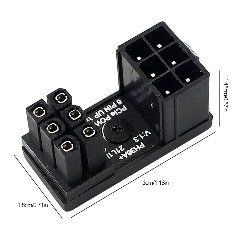Power Adapter Board 8 Pin GPU Power Connector 6 Pin GPU PCIe 180 Degree Angle for PC Computer Graphics Card