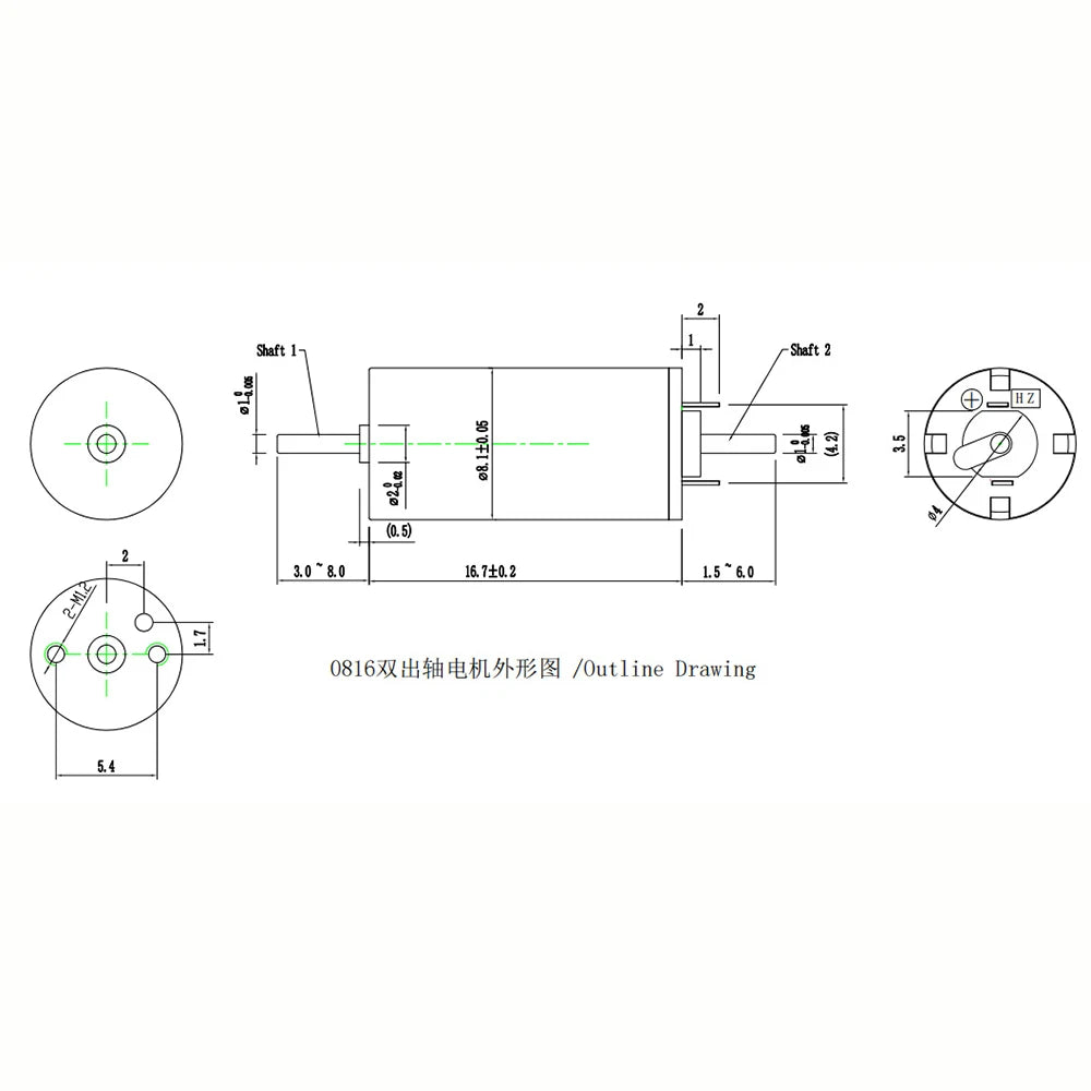 Mini 816 8mm*16mm Coreless Motor Dual Double Shaft DC 12V 13500RPM/18000RPM High Speed Torque RC Rail Train Model block train