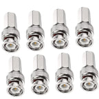 8Pcs BNC Compression Connector Low Loss Male RG59 Coax Coaxial Connectors Cable Adapters 50 Ohm Coupler with Copper Pin