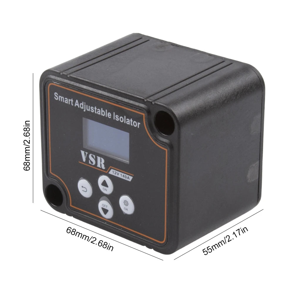 12V 140A Dual Battery Smart Isolator LCD Display VSR Car Relay Digital Voltage Sensitive Setting Split Charge Relay for Camper