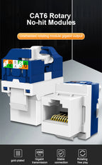 OMAY RJ45 Keystone Jack, CAT6 CAT5E CAT6A Tool Free Self-Locking Module Adapter No Punch-Down Tool Couplers