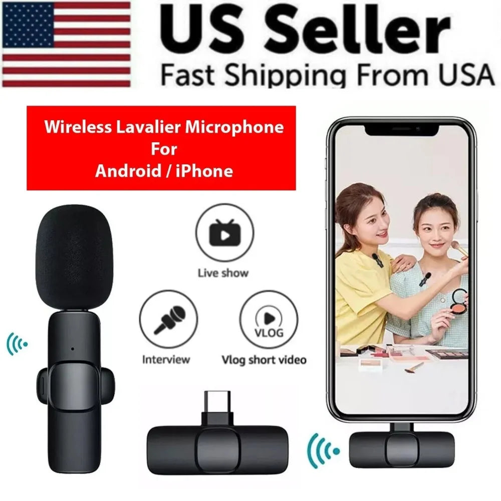 Mini Portable Wireless Lavalier Microphone for Live Broadcast Gaming Audio Video Recording Phone