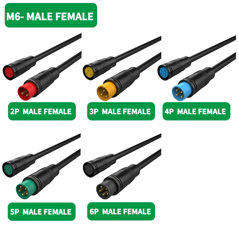 5/10/100 Sets M6 M8 Aviation Connector 2/3/4/5/6 Pin Ebike Display Male Female Docking Julet Sensor Connector With Cable 20CM