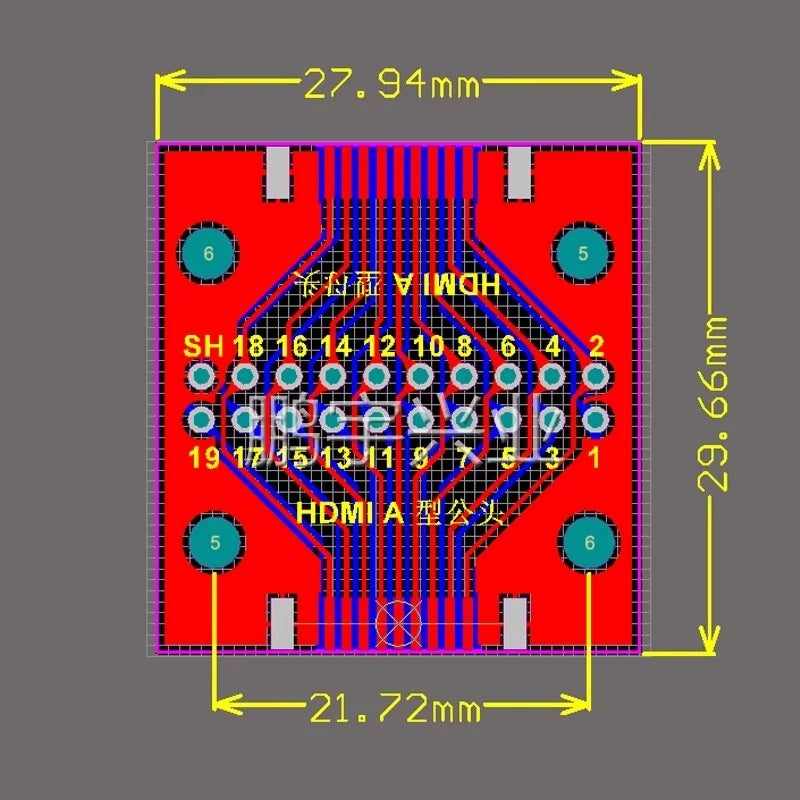 1PCS HDMI A Male to Male Test Board with PCB Board Transfer A Type Male to Female Base Mutual Conversion Circuit Board Fixture