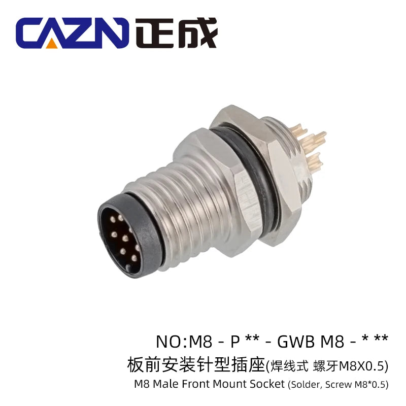 M8 Socket 3 4 5 6 8 Pins Female Male Solder Type Front Back Panel Mount Waterproof Connectors