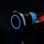 Black Latching Push Button Switch 16/19/22mm with Led Light Waterproof Illuminated  ON OFF Metal Momentary 5V 12V 220V Red Blue