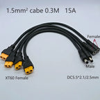 1PC XT60 To DC5.5*2.1/2.5mm Power Adapter Cable1.5mm² Cabe 30CM 15A Connector For Solar Charger Battery Charging Adapter Wiring