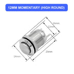 6pcs 12mm Push Button Switch Latching Momentary Self reset Waterproof Mini Electric Power Button Switch On Off 2pin 1NO 3A/250V