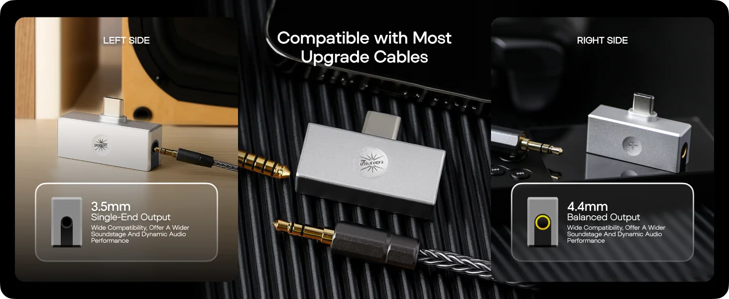 Linsoul Kiwi Ears Allegro Mini Portable High-Fidelity DAC USB C to 3.5/4.4mm Output with High Resolution 32bit/384kHz HiFi Amp