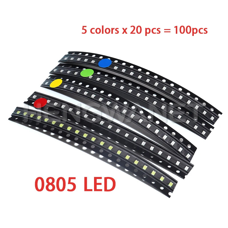 100pcs 0603 0805 1206 1210 5730 5050 SMD LED Light Emitting Diode Kit 5 Colors Miniature LED Red White Yellow Green Blue