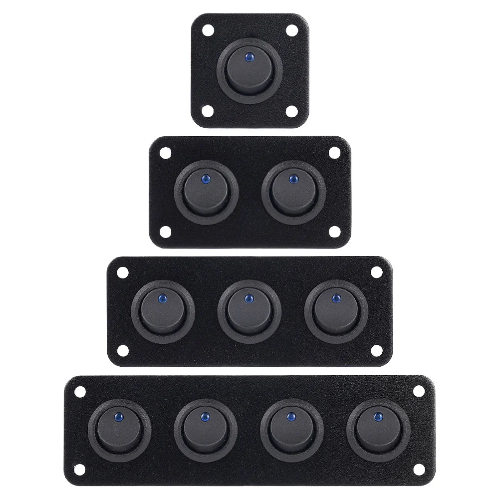 1-4 Gang Toggle Switch Panel 12V USB Car Boat Marine RV Truck Blue LED Styling Accessories Marine Rocker Switch Universal