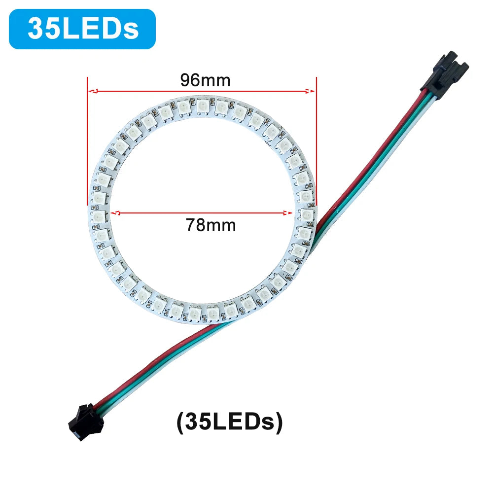 DC5V 12V WS2812B SK6812 Luces Led Ring Smart 5050 RGB BuiIt-in IC 3Pin Individually Addressable Pixel Round Modules Light