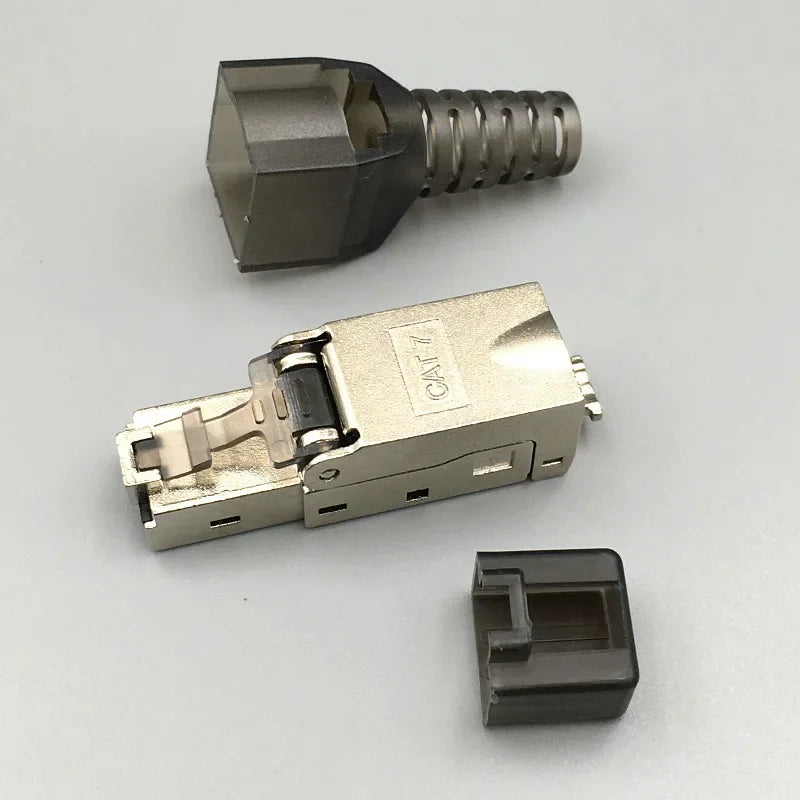 CAT7 RJ45 Connector 50U No Crimping Tools Required Network Cable Cat6A Cat5e Reuse Module Shielded FTP 8P8C Crimp