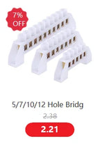 Blue White Green Bridge Design Zero Line 4-12 Pole Screw Brass Copper Grounding Strip Terminal Block Connector Earth And Neutral