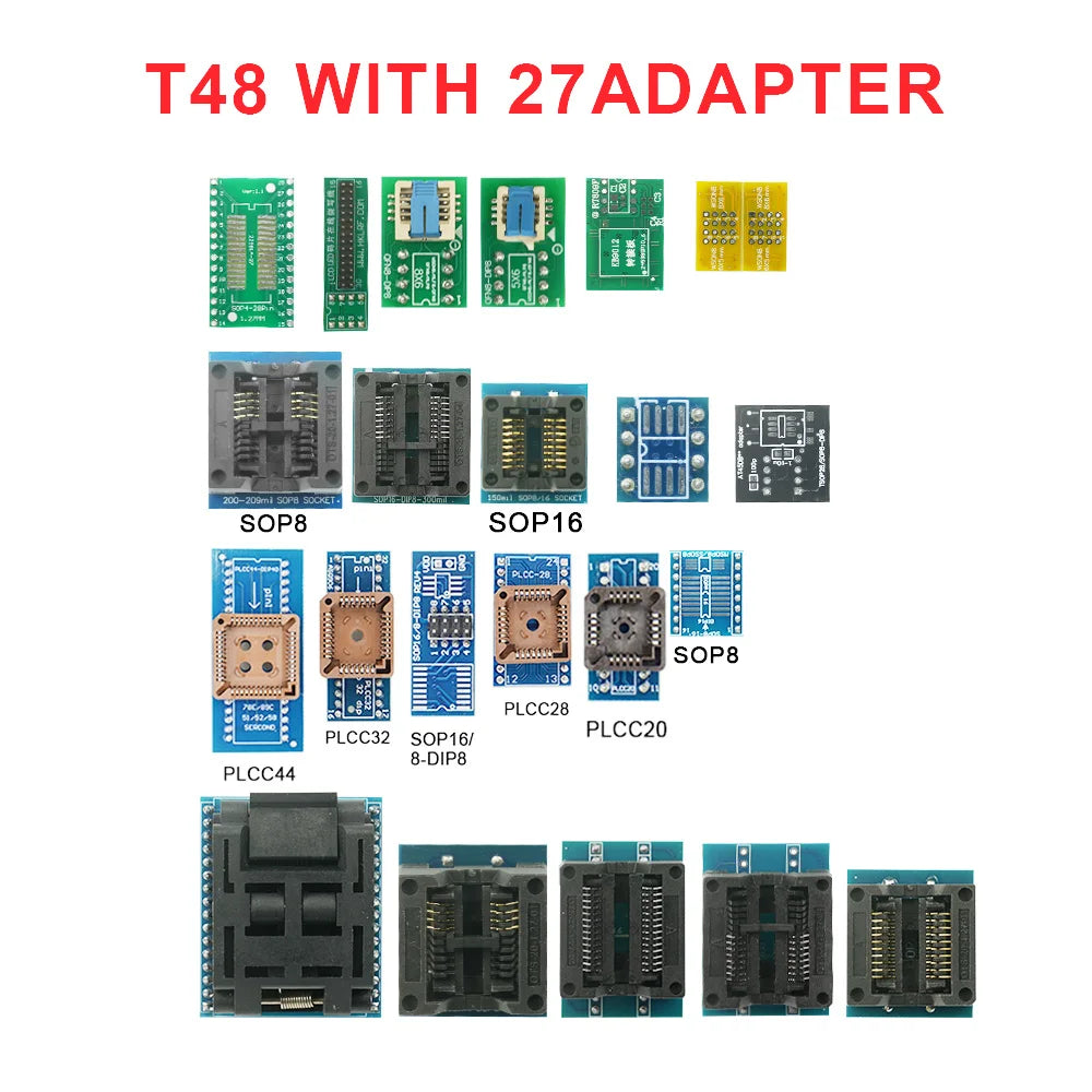 XGECU T48 (TL866-3G) Programmer with ISP Cable Support 34000+ ICs for SPI/Nor/NAND Flash/EMMC BGA/TSOP/SOP/PLCC+ 27 Adapters