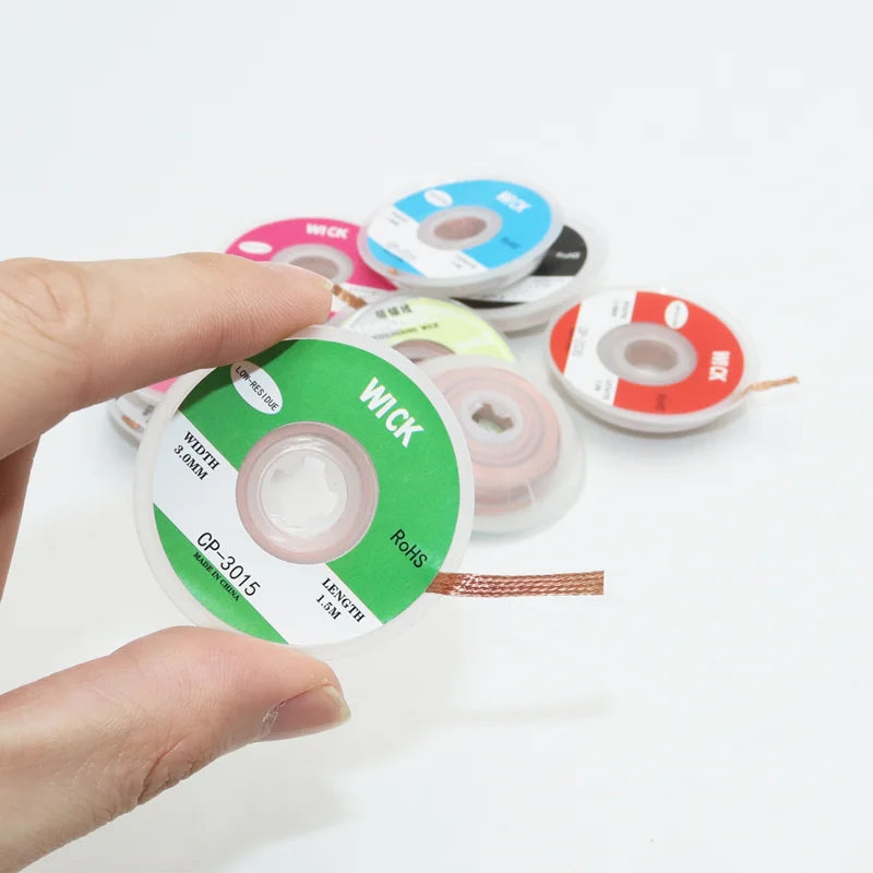 Desoldering Braid Copper Mesh Wire 1.5/2.0/2.5/3.0mm Welding Cable Solder Wick Tin Lead Cord Flux for Soldering PCB Remove Tool