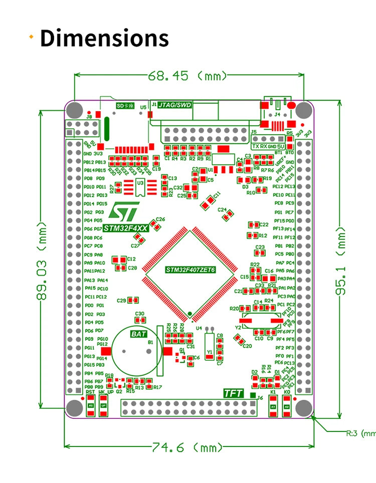 STM32F407ZGT6 STM32F407ZET6 F4 core board ARM system board learning board system board M4