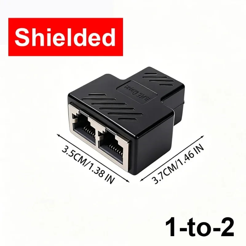 RJ45 Splitter Adapter 1 to 2 Network Connector Dual LAN Ethernet Socket 8P8C Extender Plug Connector for Cat5 Cat5e Cat6 Cat7
