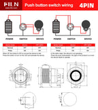 FILN 22mm 20A Metal Push Button Switch with Wire Harness Connector IP67 Waterproof LED Ring Light High Current Switch 12V 220V